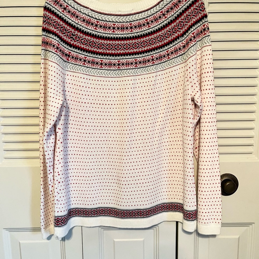 Talbots Cream and Red Knit Sweater - Picture 2 of 3